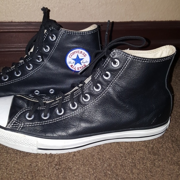 🖤Black Leather All Star Hi-Tops🖤 - Picture 2 of 5